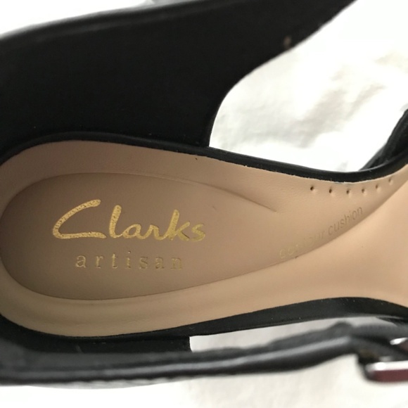 Clarks Freva85 T-Bar Black Pump Heels Leather Upper Size 6.5 Medium Width - Picture 10 of 16